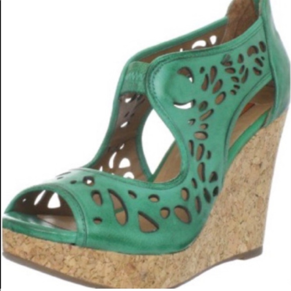 Miz Mooz Kayla wedge sandal, green, size 8